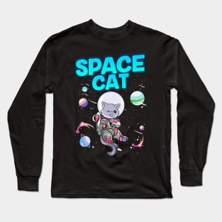 Adorable Space Cat Cute Kitty Astronaut Exploring Long Sleeve T-Shirt